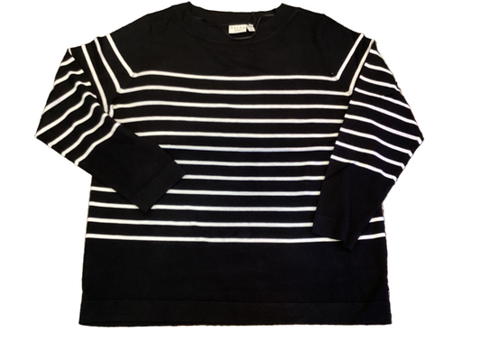 Kaffe Lizzy Striped Boatneck black and white