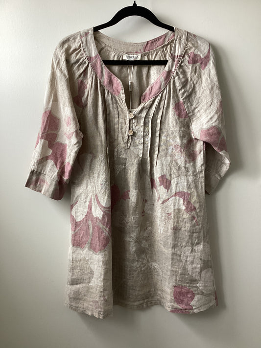 CL Sorella Sand/Rose 3/4 sleeve top