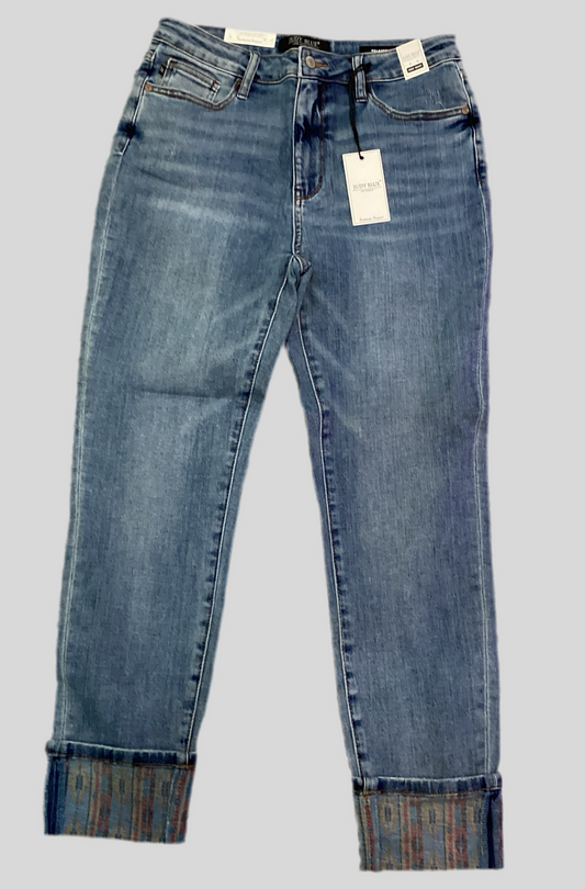 Judy blue 88523 HW south western print cuff relax fit Jean