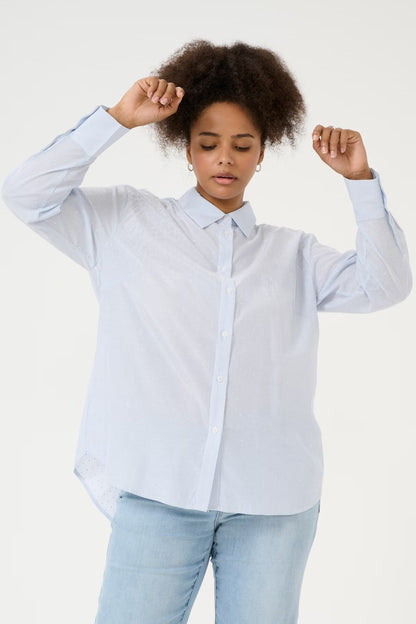 Kaffe Milana shirt long sleeve sparkle blue