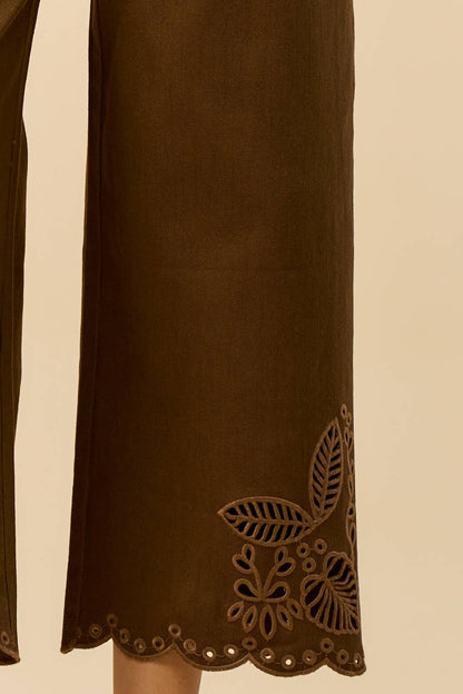 Lalavon Scalloped Embroidered Denim Pants