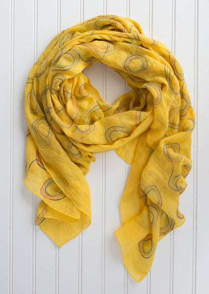 Rainbow Embroidered Loops Scarf – Cotton Blend