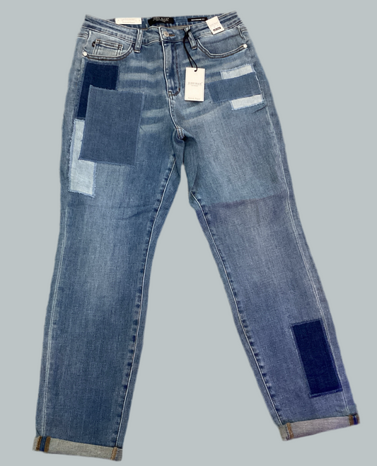 Judy blue 88499 HW patches plus cuff Boyfriend jean