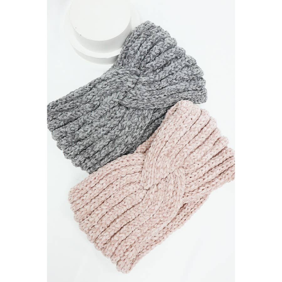 Head Chenille Twist Knit Headwrap