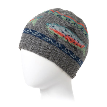Trout Wool Beanie Hat with Fish Motif