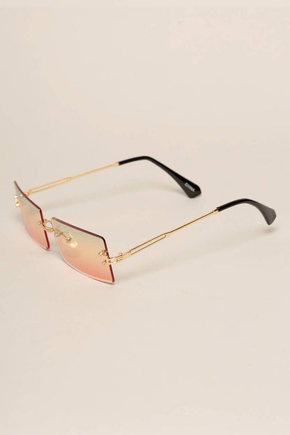 Unisex Rimless Tinted Lens Square Sunglasses