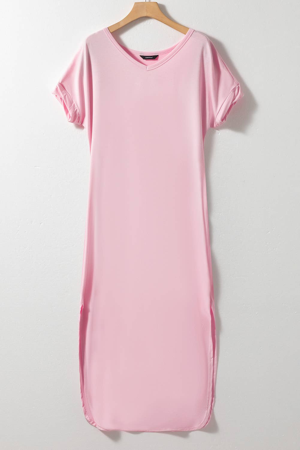 Lovesoft V Neck Hidden Pocket Splits Maxi T-shirt Dress