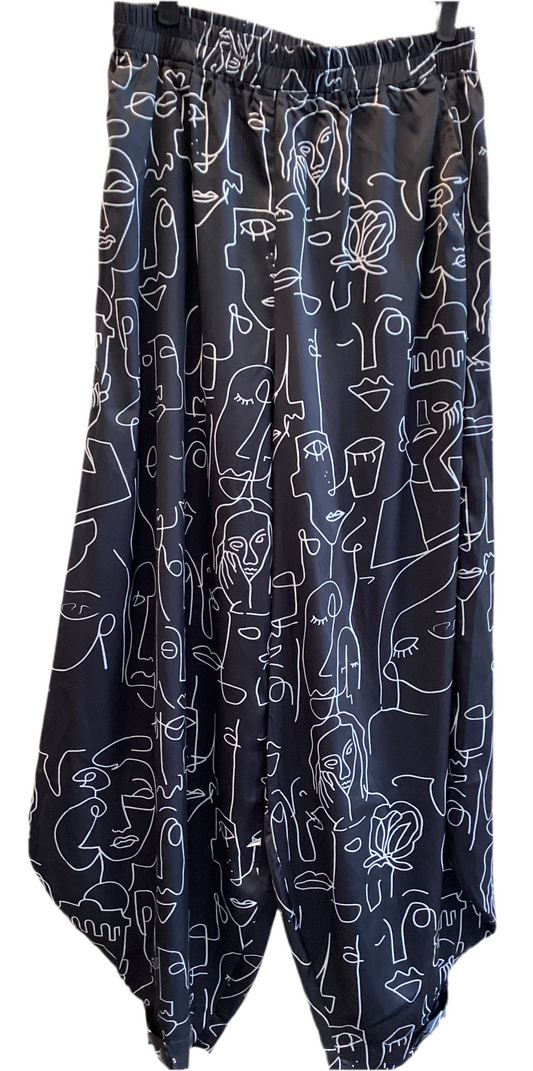 Red Coral many faces abstract pants