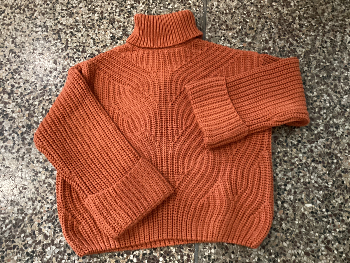 Apricot Chunky Cable Turtleneck