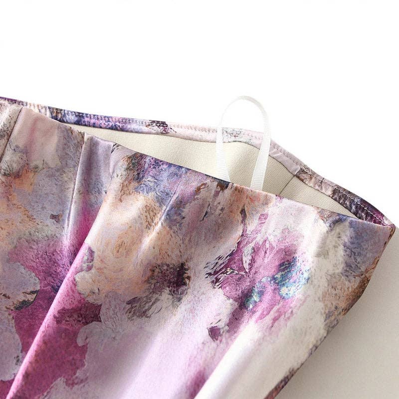 Satin-like High Waist Midi Skirt