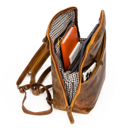 Green wood Leather Backpack Claire GW658816