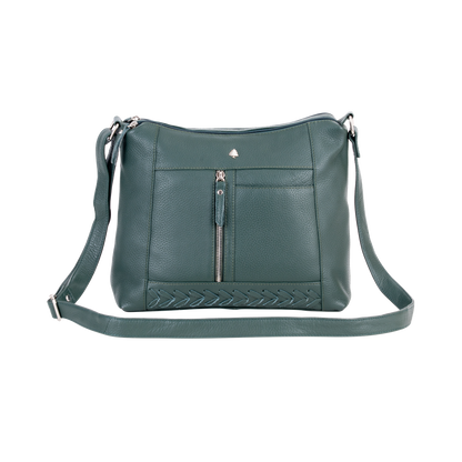 Green wood Leather Crossbody Bag Tressa – Stylish & Functional