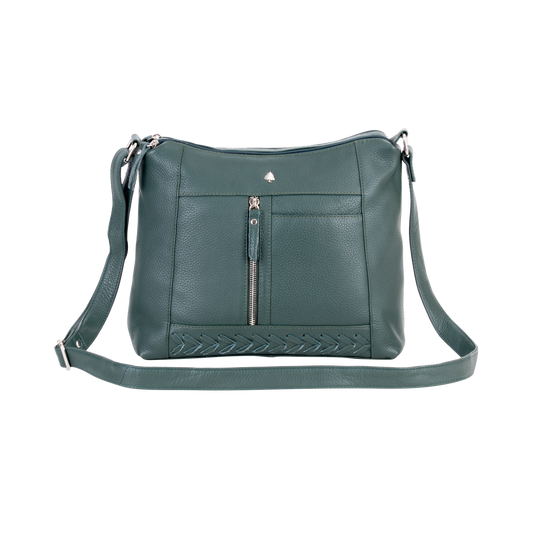 Green wood Leather Crossbody Bag Tressa – Stylish & Functional