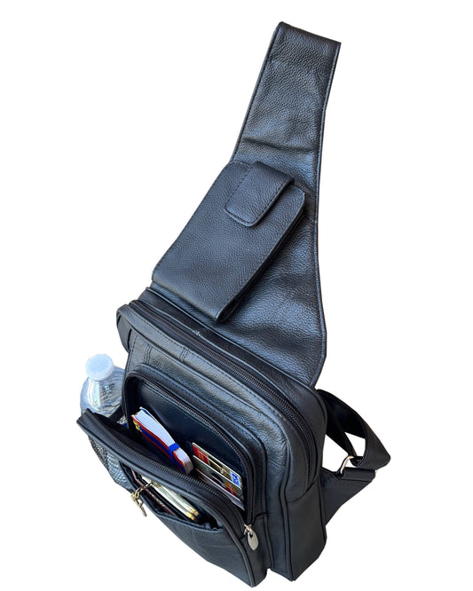 Roma leather Sling purse with water bottle and phone holder