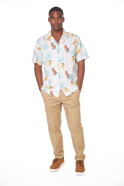 Hawks Bay Men's Printed short Sleeve Cotton Shirt