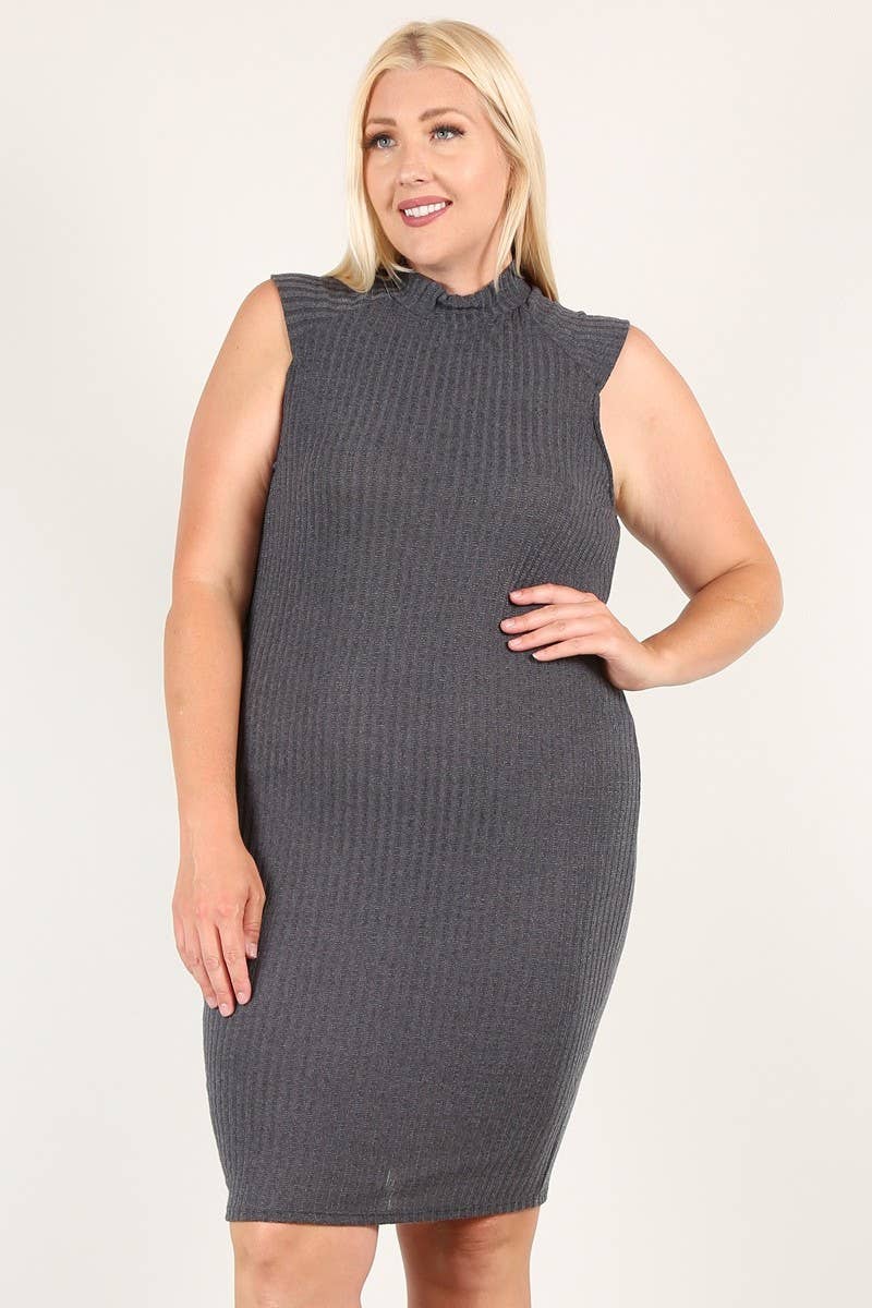 Ribbed Mock Neck Plus Size Dress