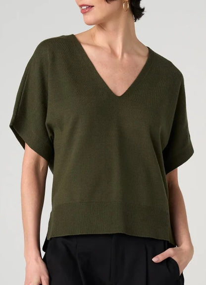 Liverpool SS V-neck Dolman Sweater with Step Hem
