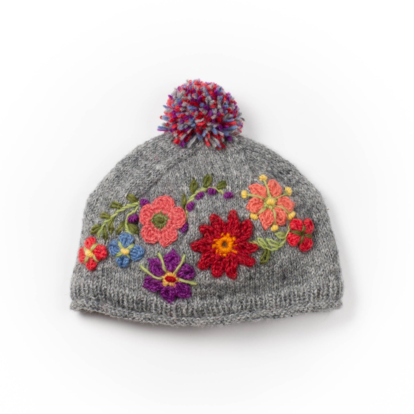 Lost Horizon Petite Fleur Wool Beanie Hat with Crochet Flowers