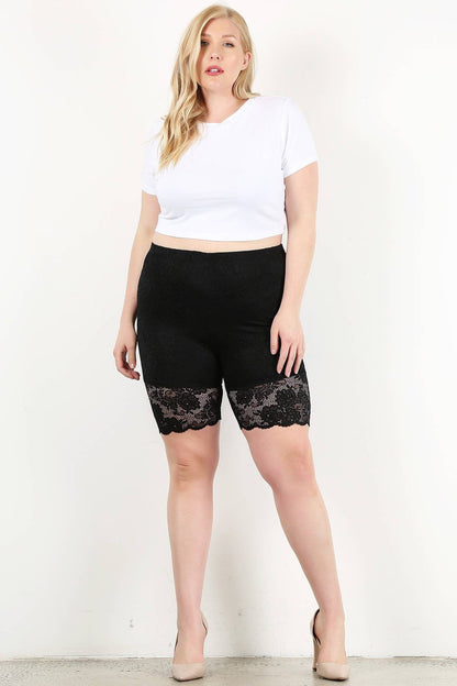 Lace Biker Plus Size Short - 17087-P