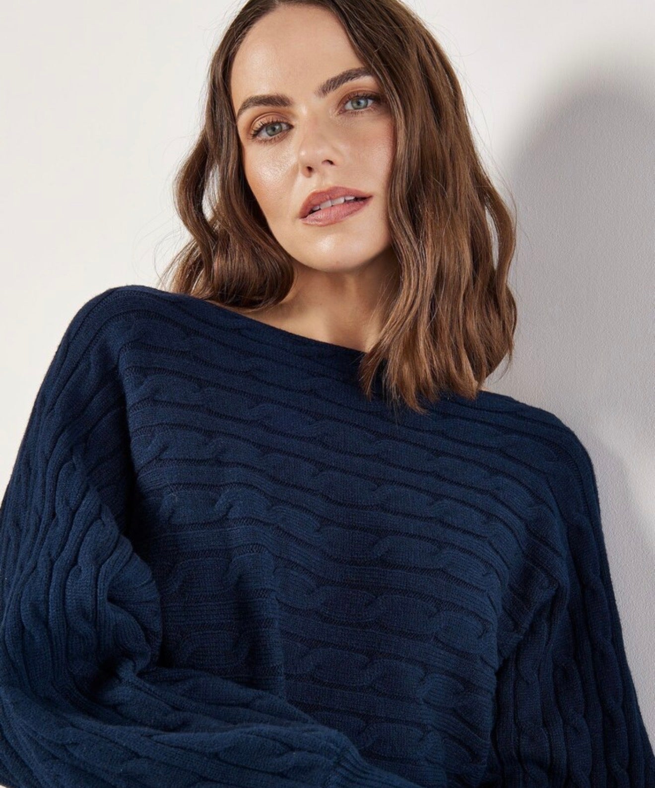 Apricot Aran Batwing Knit Sweater