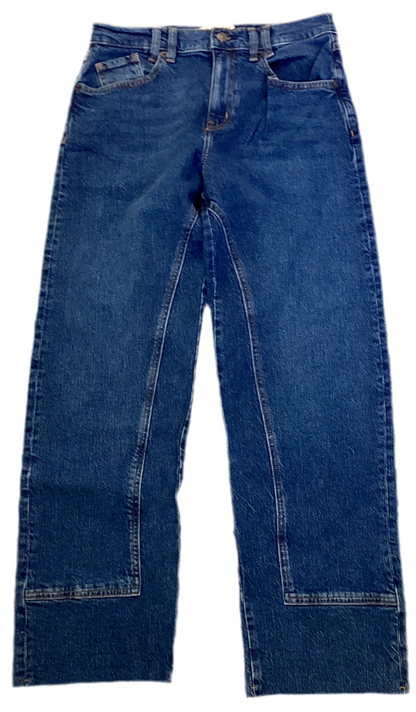 FP risk taker mid rise straight raw hem jeans