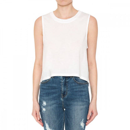 HIGH LOW HEM ROUND NECK CROP MUSCLE SLEEVELESS TANK TOP
