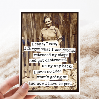 Funny Greeting Card. I Came, I Saw, I Forgot What I Was Doin