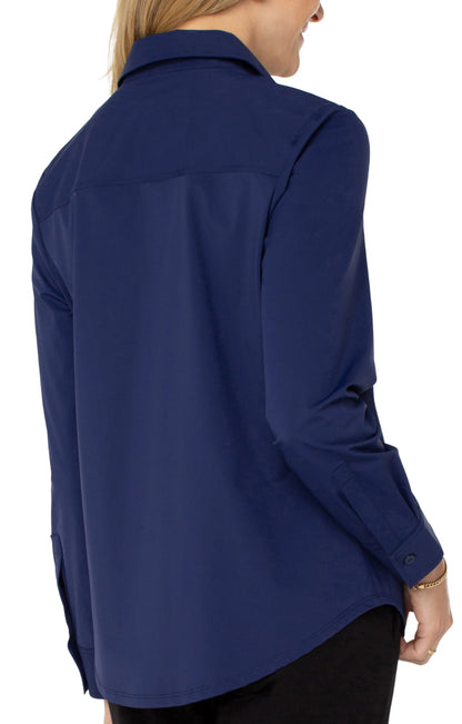 Liverpool Button Blouse/Shirt Navy ink