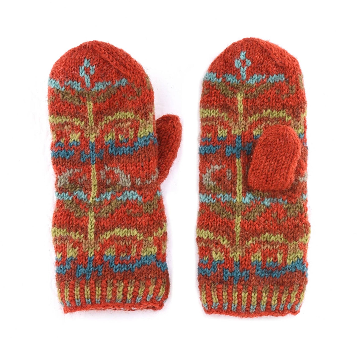 Natalia Wool Mittens with Fair Isle Knit Pattern