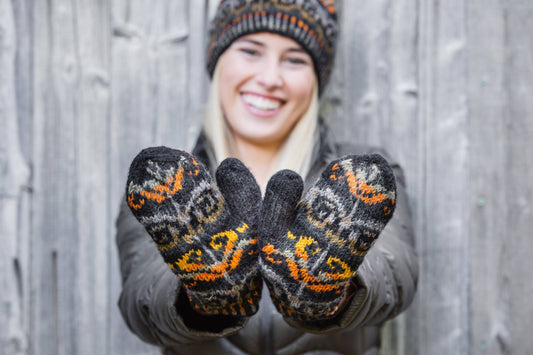 Natalia Wool Mittens with Fair Isle Knit Pattern