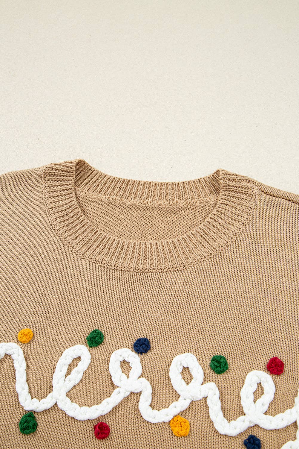 Merry Christmas Dolman Sleeve Sweater with Colorful Dots
