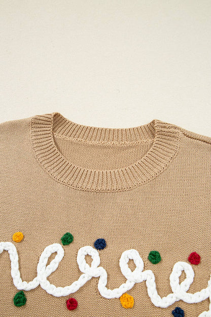 Merry Christmas Dolman Sleeve Sweater with Colorful Dots