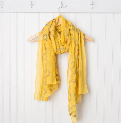 Rainbow Embroidered Loops Scarf – Cotton Blend