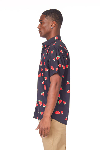 Hawks Bay Men's Printed short Sleeve Cotton Shirt