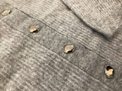 Garcia Cardigan crop 3/4 grey silver buttons