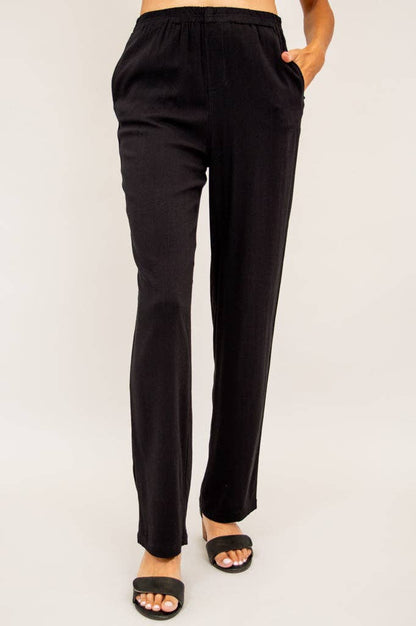 Blue sky Bella Pant, Black, Linen Bamboo