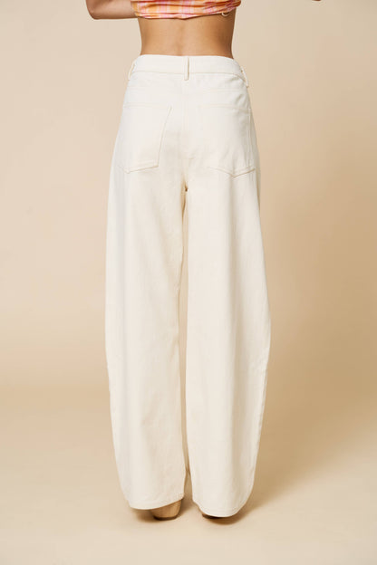 Lalavon Barrel Cotton Pants With Pockets