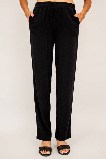 Blue sky Bella Pant, Black, Linen Bamboo