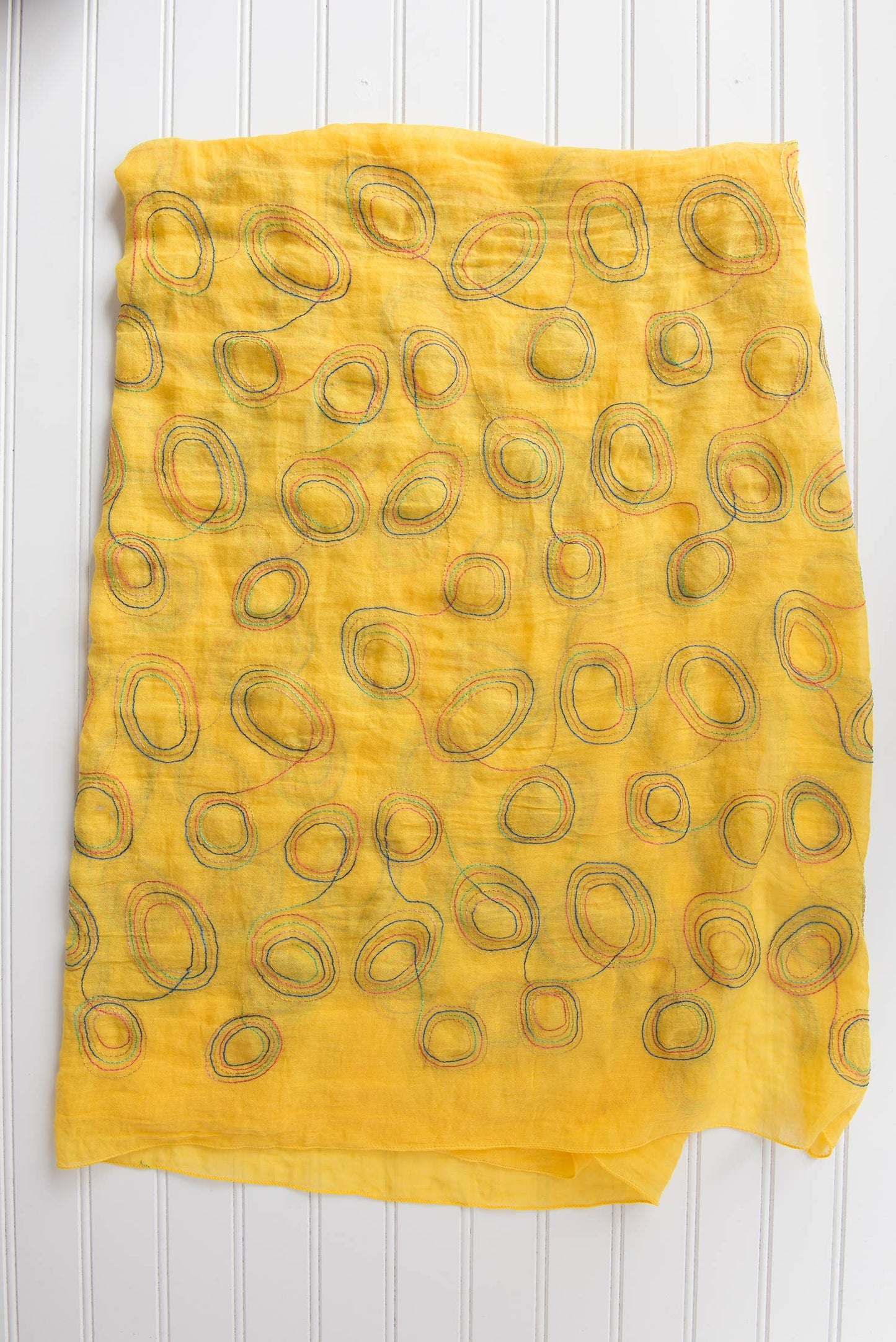 Rainbow Embroidered Loops Scarf – Cotton Blend