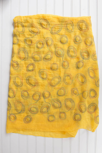 Rainbow Embroidered Loops Scarf – Cotton Blend