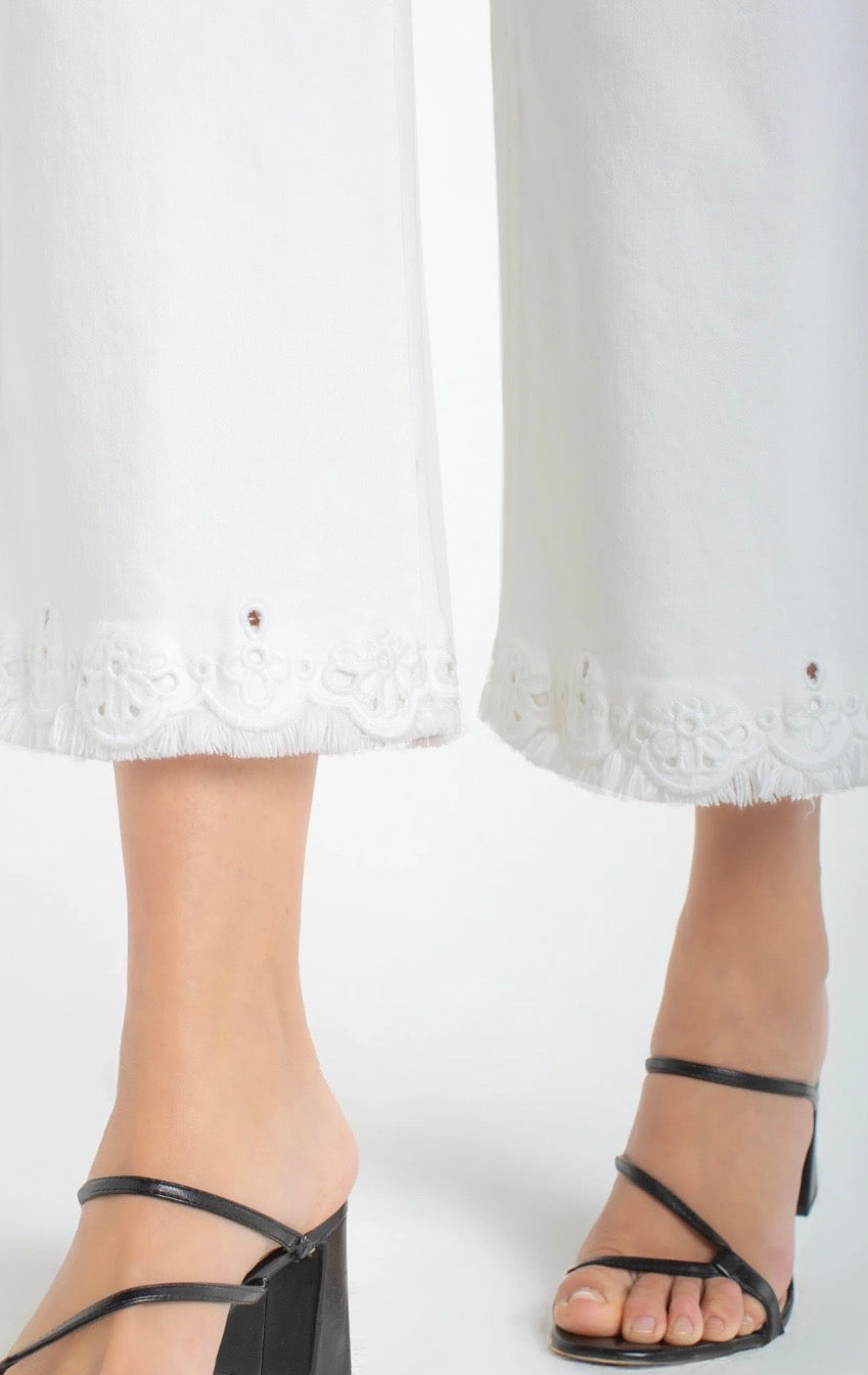 Liverpool The Stride Wide Leg Crop With Embroidered Hem