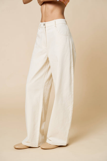 Lalavon Barrel Cotton Pants With Pockets