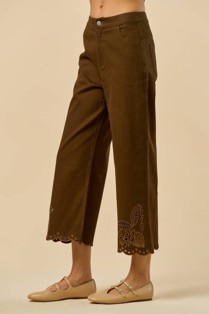 Lalavon Scalloped Embroidered Denim Pants