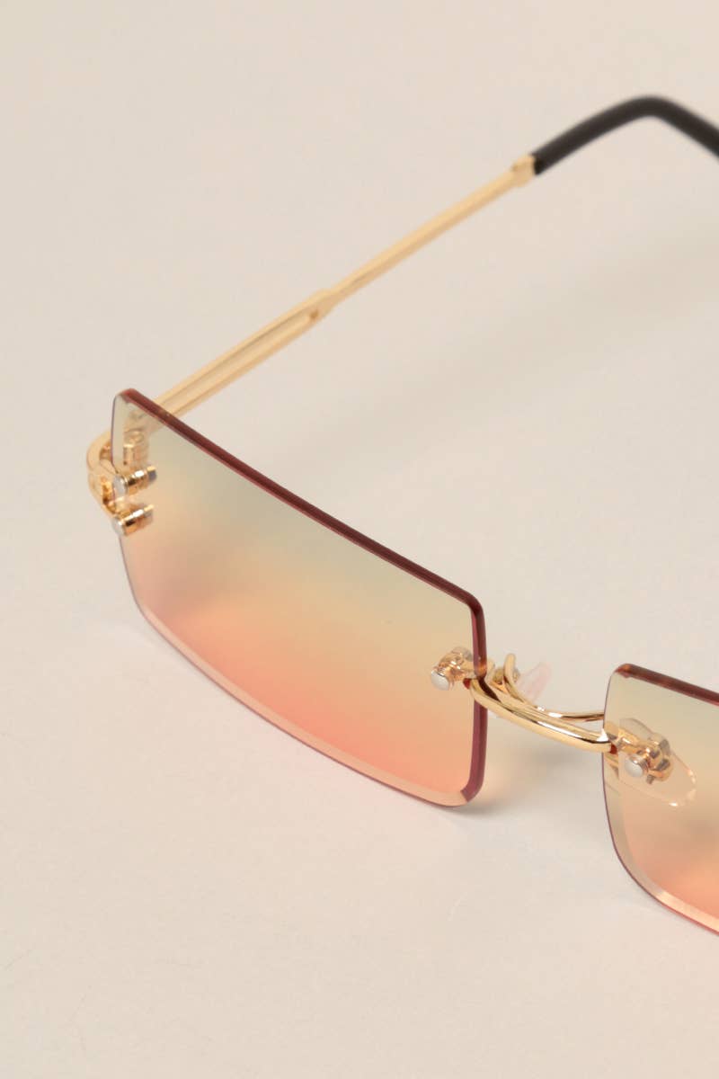 Unisex Rimless Tinted Lens Square Sunglasses