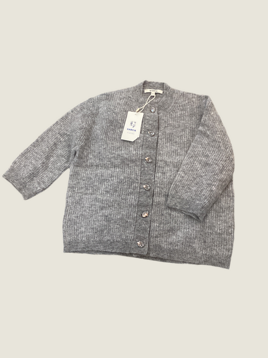 Garcia Cardigan crop 3/4 grey silver buttons