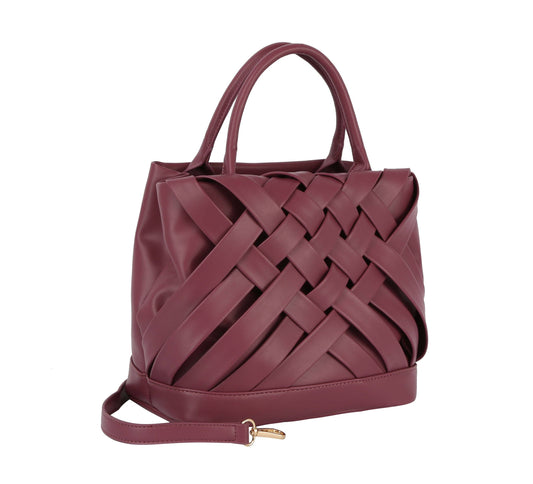 Calin woven detailed top handle small tote vegan purse