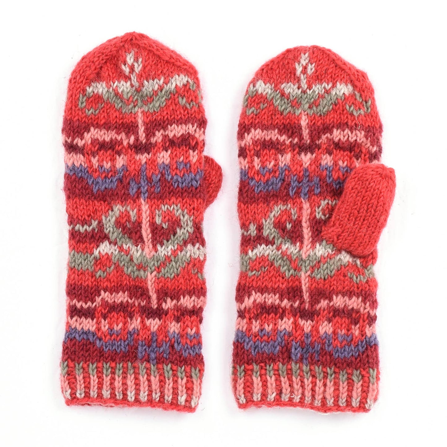 Natalia Wool Mittens with Fair Isle Knit Pattern