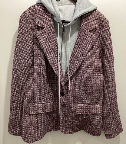 Liverpool Boyfriend Wine Multi Blazer with detachable hoodie