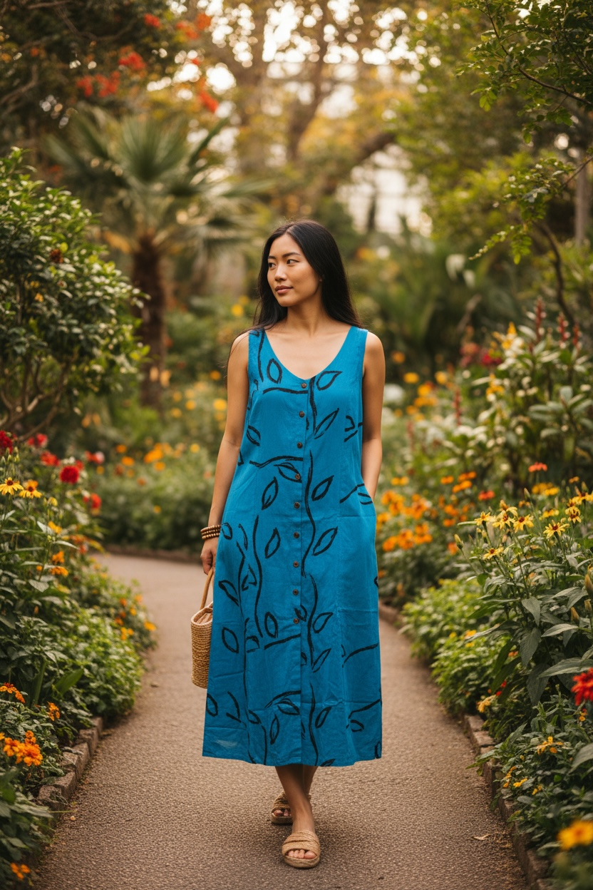 Papa turquoise with black abstract print Dress￼