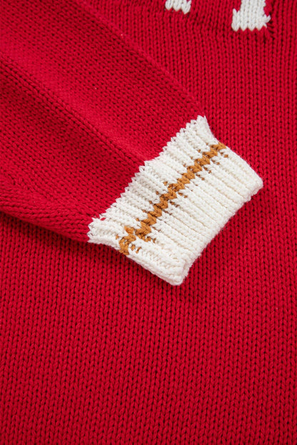 Red MERRY Drop Shoulder Holiday Knit Sweater